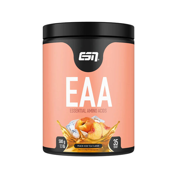 ESN EAA auf MonkiMind kaufen. EAA Supplement. ESN EAA. BCAA vs EAA. BCAA oder EAA. Fitness supplement. Sport supplement. Fitness Nahrungsergänzungsmittel. EAA Peach Iced Tea. EAA Aminosäuren.